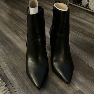 Black leather booties